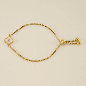 Initial Letter Four Leaf Clover Charm Bracelet - Perimade & Co.