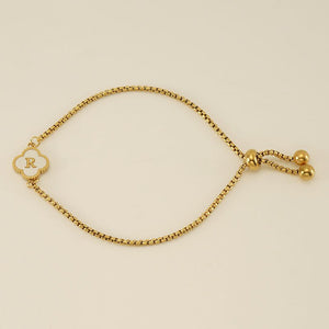 Initial Letter Four Leaf Clover Charm Bracelet - Perimade & Co.