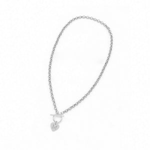 Initial Letter Heart Pendant Toggle Chain Necklace - Perimade & Co.