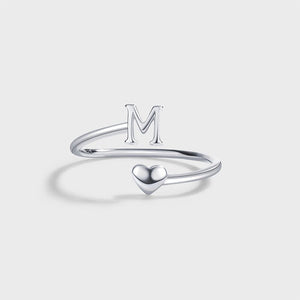 Initial Letter Heart Stacking Bypass Ring - Perimade & Co.