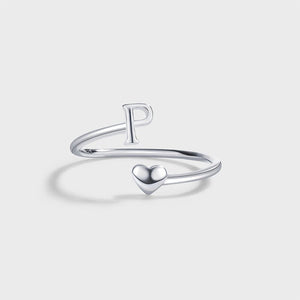 Initial Letter Heart Stacking Bypass Ring - Perimade & Co.