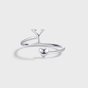 Initial Letter Heart Stacking Bypass Ring - Perimade & Co.