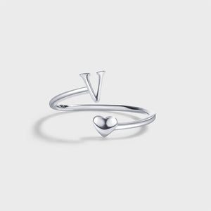 Initial Letter Heart Stacking Bypass Ring - Perimade & Co.