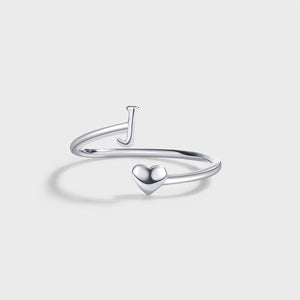 Initial Letter Heart Stacking Bypass Ring - Perimade & Co.