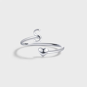 Initial Letter Heart Stacking Bypass Ring - Perimade & Co.