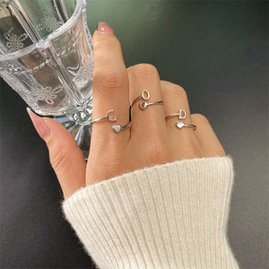 Initial Letter Heart Stacking Bypass Ring - Perimade & Co.