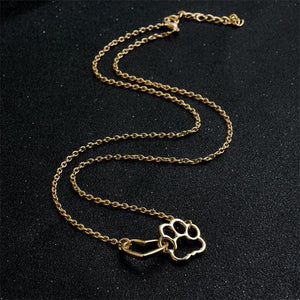 Interlock Dog Paw Heart Pendant Necklace - Perimade & Co.