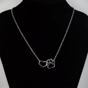 Interlock Dog Paw Heart Pendant Necklace - Perimade & Co.