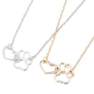 Interlock Dog Paw Heart Pendant Necklace - Perimade & Co.