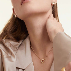 Interlocking Mini Ring Double Chain Necklace - Perimade & Co.