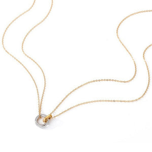 Interlocking Mini Ring Double Chain Necklace - Perimade & Co.