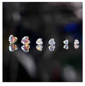 Iridescent AB Crystal CZ Heart Stud Earring - Perimade & Co.