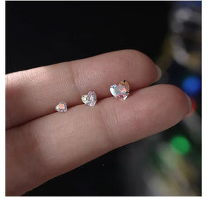 Iridescent AB Crystal CZ Heart Stud Earring - Perimade & Co.