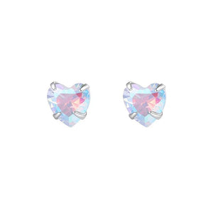 Iridescent AB Crystal CZ Heart Stud Earring - Perimade & Co.