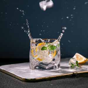 Irregular Crumpled Gold Rim Clear Wine Glass - Perimade & Co.