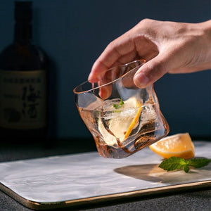 Irregular Crumpled Gold Rim Clear Wine Glass - Perimade & Co.