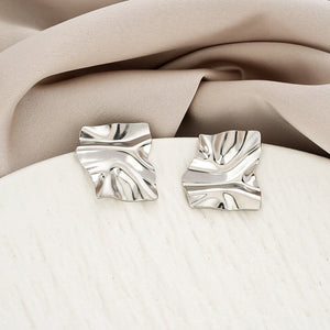 Irregular Textured Square Stud Earrings - Perimade & Co.