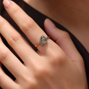 Irregular Triangle Green Moss Agate Band Ring - Perimade & Co.