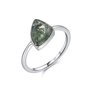 Irregular Triangle Green Moss Agate Band Ring - Perimade & Co.