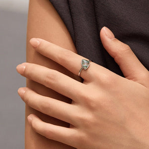 Irregular Triangle Green Moss Agate Band Ring - Perimade & Co.