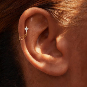 Kite Cut Double Chain Ear Wrap Stud Earrings - Perimade & Co.