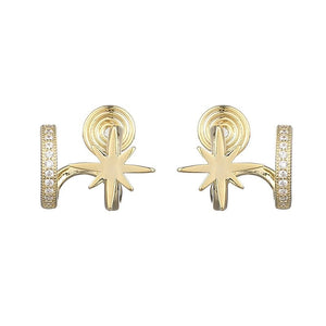 Layered Celestial Star CZ Spiral Hoop Earrings - Perimade & Co.