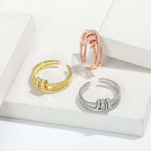 Layered CZ Bead Anxiety Fidget Spinner Ring - Perimade & Co.