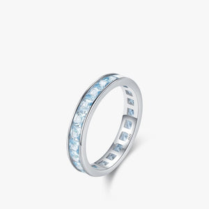 Light Blue Princess Crystal Eternity Band Ring - Perimade & Co.