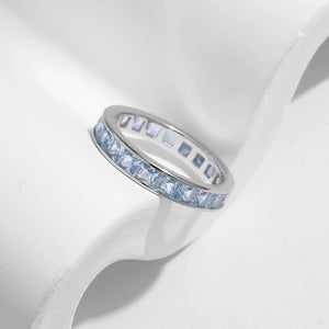 Light Blue Princess Crystal Eternity Band Ring - Perimade & Co.