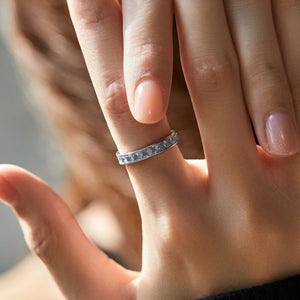 Light Blue Princess Crystal Eternity Band Ring - Perimade & Co.