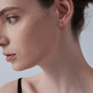 Lightning Bolt Pave Cartilage Stud Earrings - Perimade & Co.