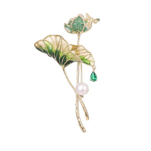 Lotus Flower Pearl Statement Brooch - Perimade & Co.