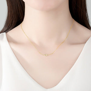 Love Knot Half Pave CZ Curved Bar Necklace - Perimade & Co.