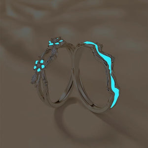 Luminous Flower Wave Couple Matching Ring - Perimade & Co.