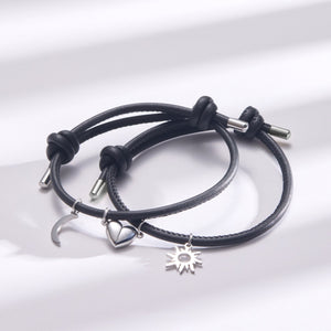 Magnetic Heart Sun Moon Couple Rope Bracelet - Perimade & Co.