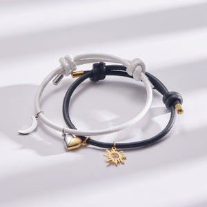 Magnetic Heart Sun Moon Couple Rope Bracelet - Perimade & Co.