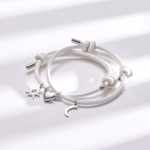 Magnetic Heart Sun Moon Couple Rope Bracelet - Perimade & Co.