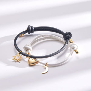 Magnetic Heart Sun Moon Couple Rope Bracelet - Perimade & Co.