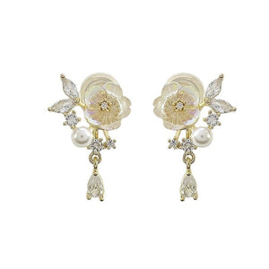 Magnolia Flower Drop Statement Earrings - Perimade & Co.