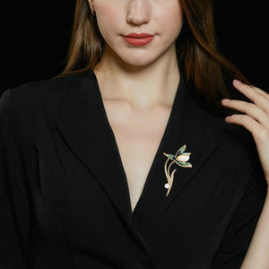 Magnolia Flower Pearl Statement Brooch - Perimade & Co.
