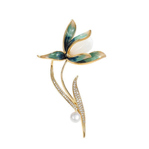 Magnolia Flower Pearl Statement Brooch - Perimade & Co.