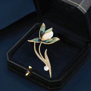 Magnolia Flower Pearl Statement Brooch - Perimade & Co.