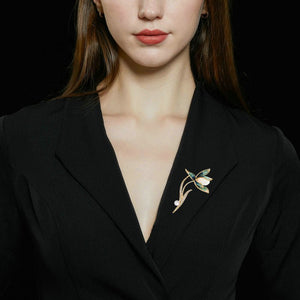 Magnolia Flower Pearl Statement Brooch - Perimade & Co.