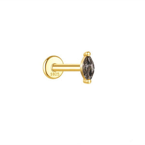 Marquise Black Rutilated Quartz Stud Earrings - Perimade & Co.