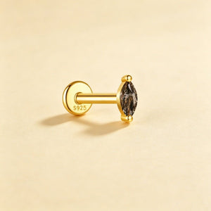 Marquise Black Rutilated Quartz Stud Earrings - Perimade & Co.