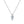 Silver necklace with a clear teardrop-shaped pendant on a white background