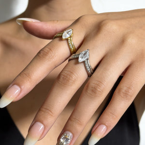 Marquise CZ Chevron V - Shaped Cocktail Ring - Perimade & Co.