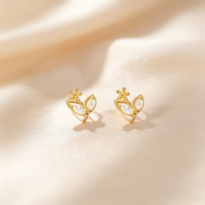 Marquise CZ Leaf Outline Floral Stud Earrings - Perimade & Co.