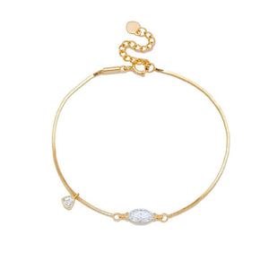 Marquise CZ Tiny Drop Charm Chain Bracelet - Perimade & Co.
