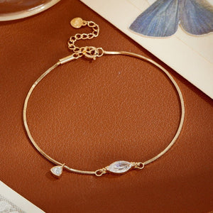 Marquise CZ Tiny Drop Charm Chain Bracelet - Perimade & Co.